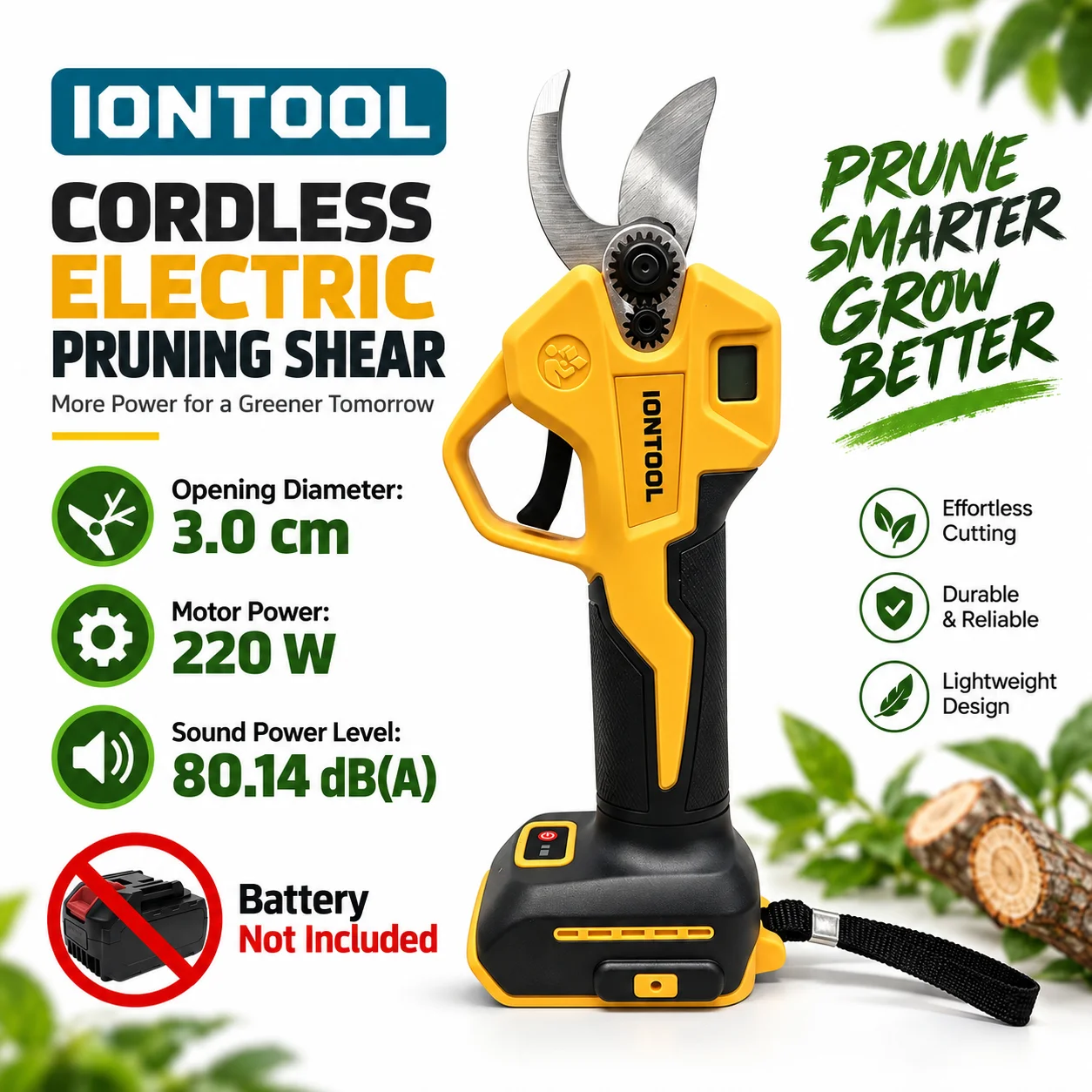 Cordless Electric Pruning Shears 30Mm - IONTOOL Cordless Electric Pruning Shears 30mm