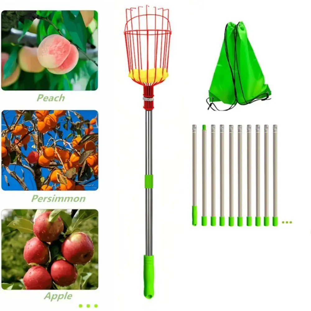 Fruit Picker Basket Telescopic Pole - with Basket Fruit Picker Pole High-altitude