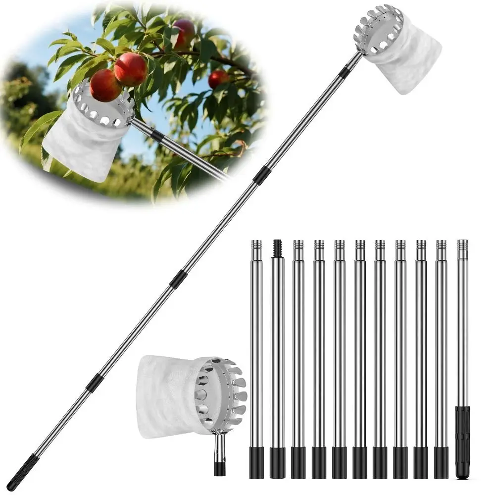Fruit Picker Basket Telescopic Pole - Stainless Steel Fruit Picker Machine High