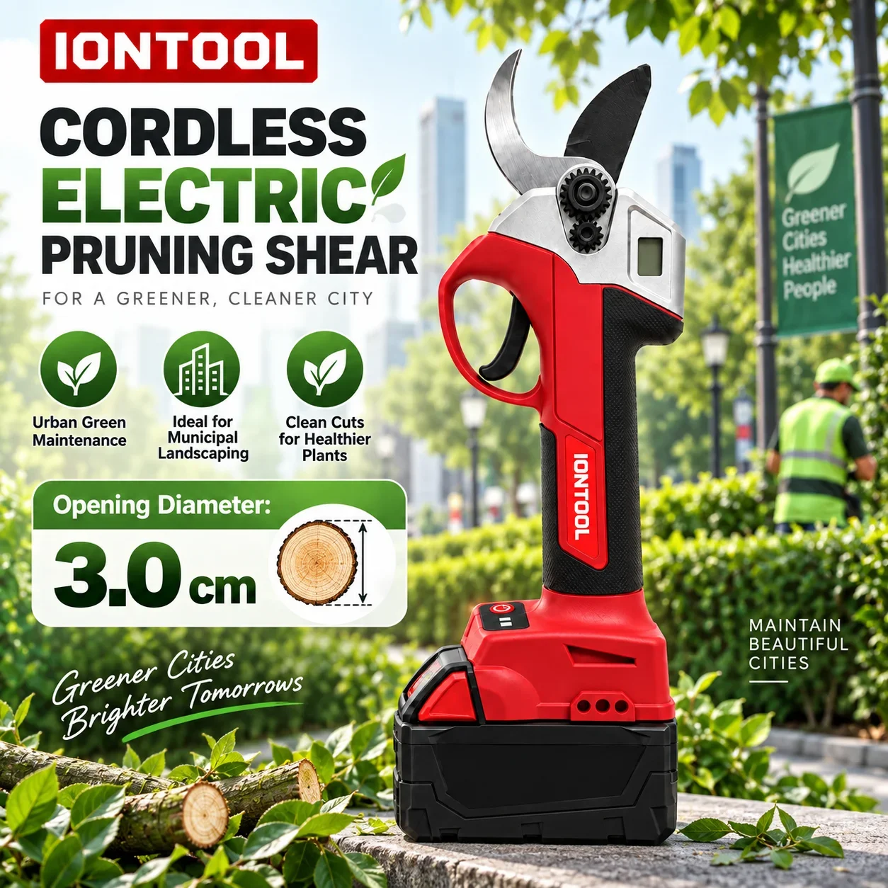 Cordless Electric Pruning Shears 30Mm - IONTOOL Cordless Electric Pruning Shears 30mm