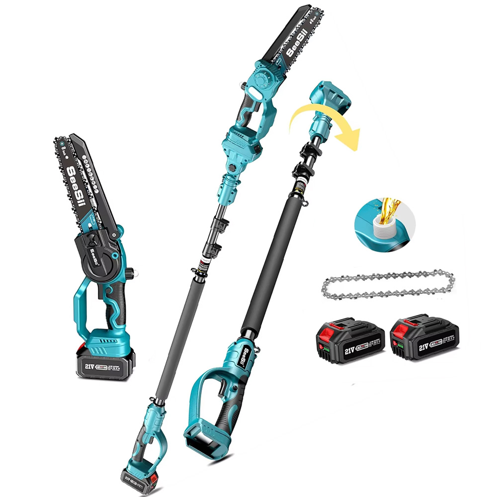 Electric Pruner With Extension Pole - SEESII 8'' Electric Chainsaw with 3M