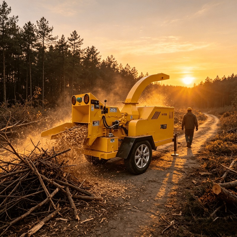 Garden Branch Shredder Wood Chipper - 1T/H Mini Wood Chipper Crusher Machine