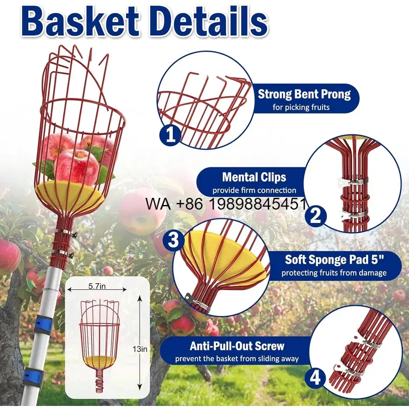 Wmwmnu 20FT Telescopic Fruit P - огляд і ціна Fruit Picker Basket Telescopic Pole