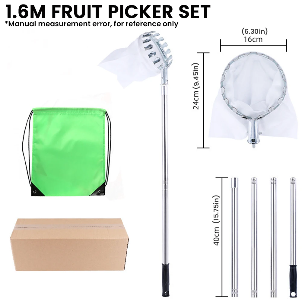1.6-4M Fruit Picker Tool Metal - огляд і ціна Fruit Picker Basket Telescopic Pole