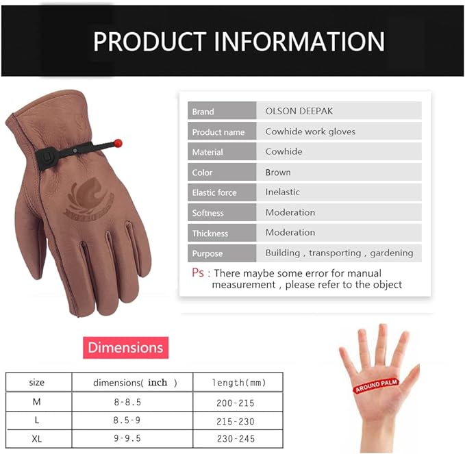 Cowhide Leather Gloves for Men - огляд і ціна Gardening Gloves Thorn Proof Leather