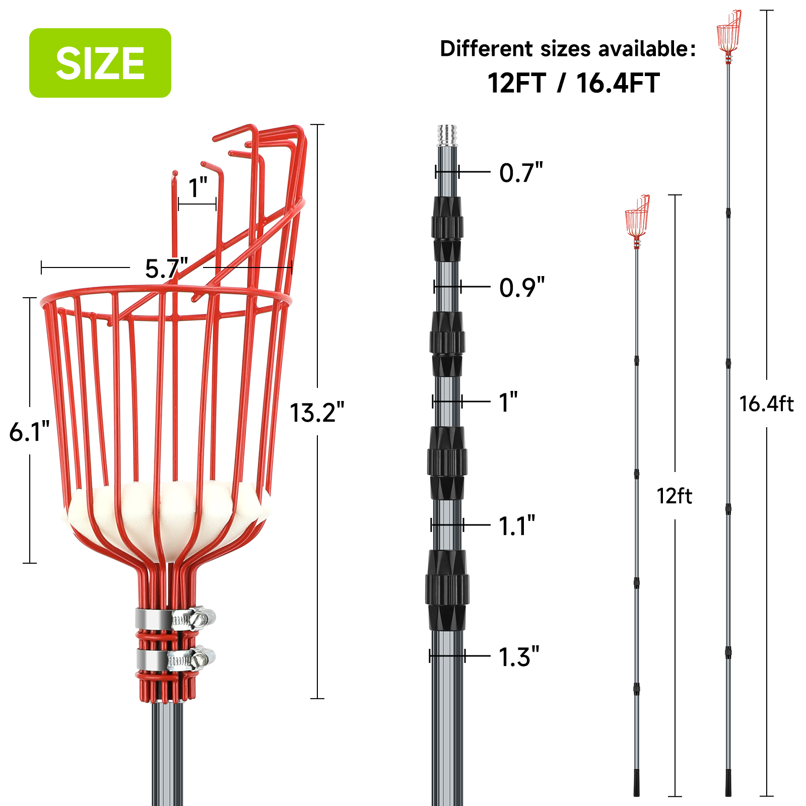 Fruit Picker Tool 5M/3.6M Tele - огляд і ціна Fruit Picker Basket Telescopic Pole