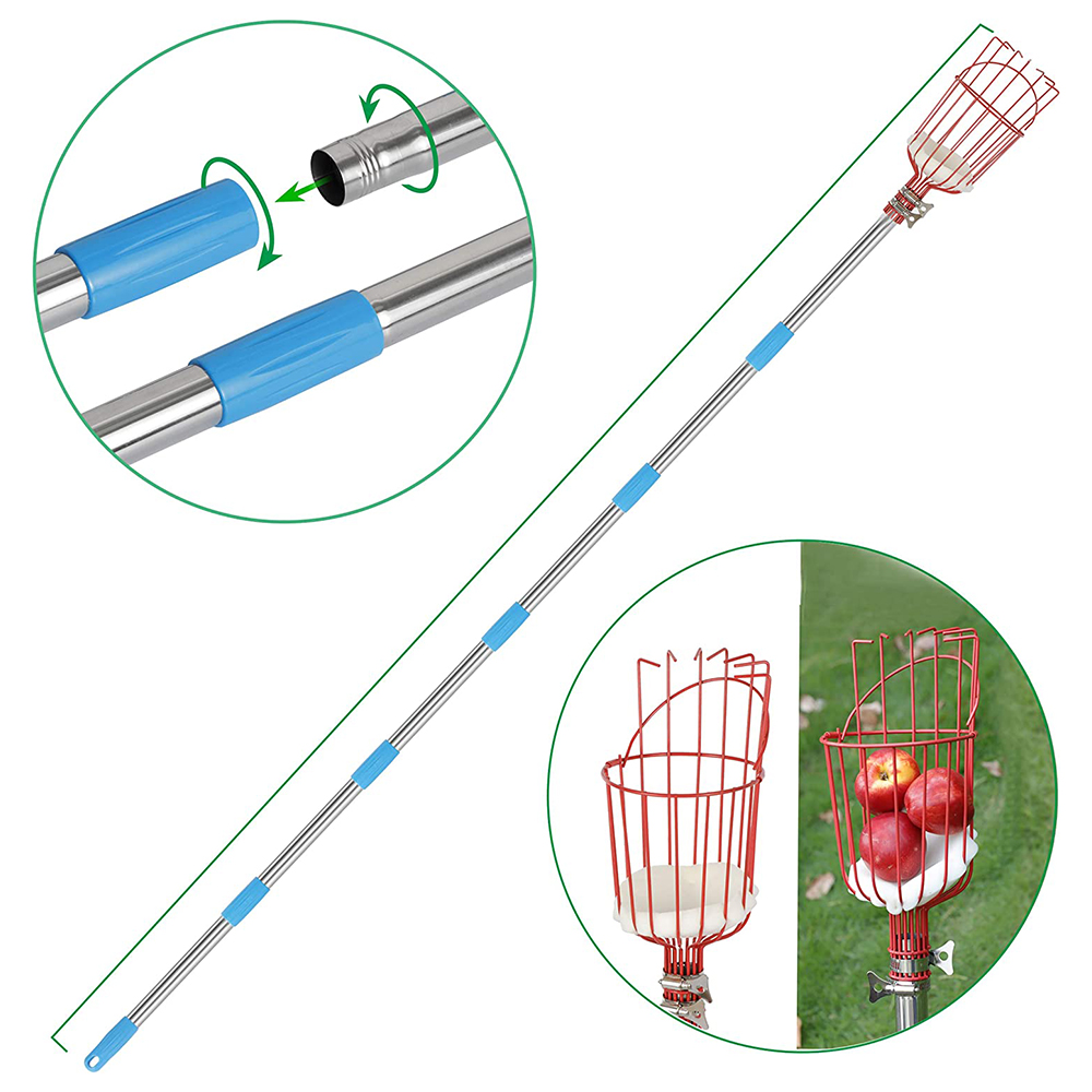 Reach Extension Long Pole Tele - огляд і ціна Fruit Picker Basket Telescopic Pole